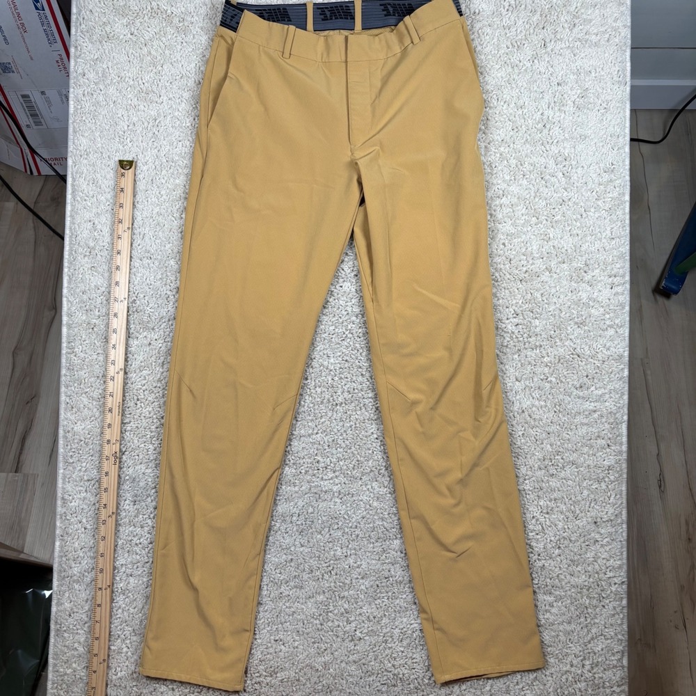 Nike Dri-FIT Golf Pants Men 32x34 Tan Gold Excellent Stretch Performance Trouser